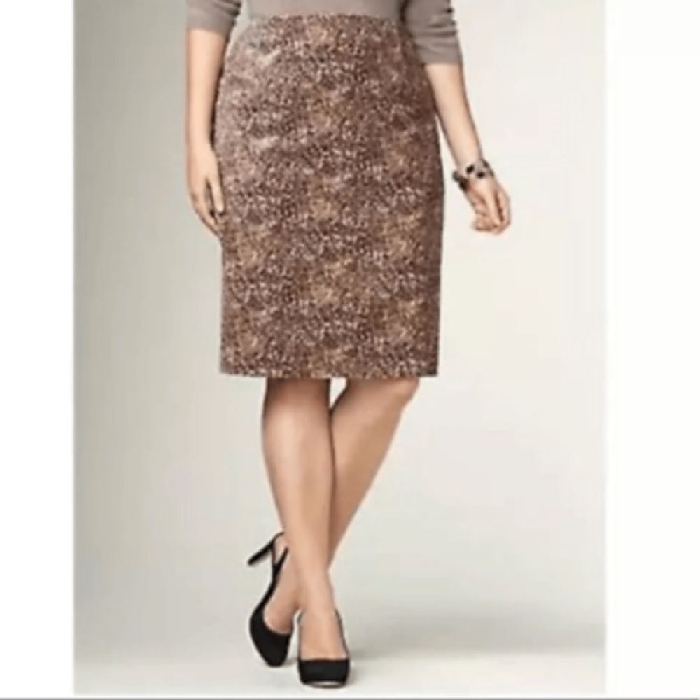 NWT TALBOTS Velvet Leopard Print Pencil Skirt Cheetah Brown Tan Sz 10P